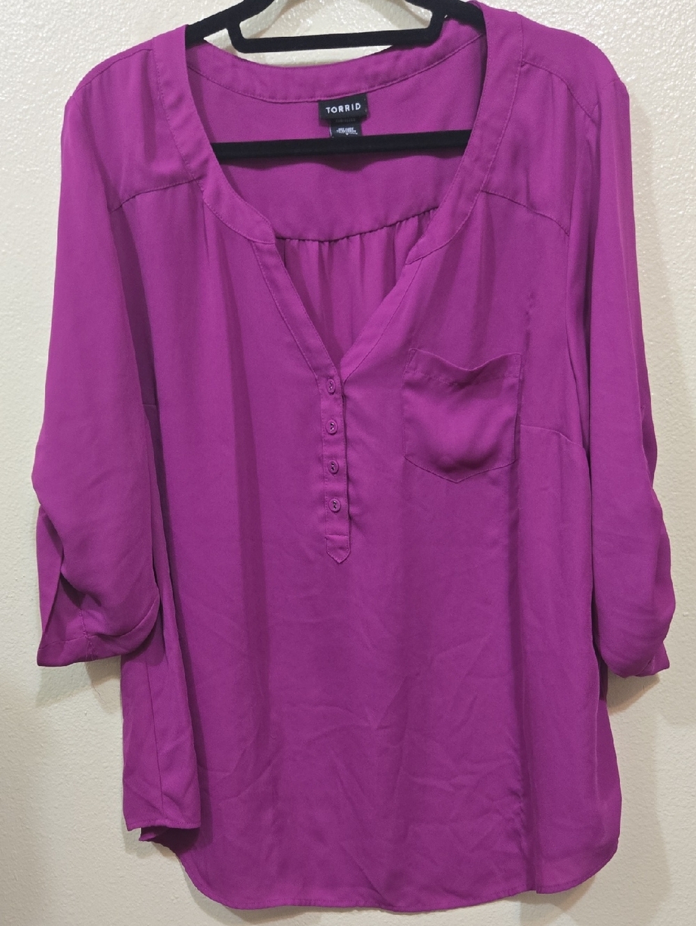 torrid Purple Magenta Henley Tunic Blouse